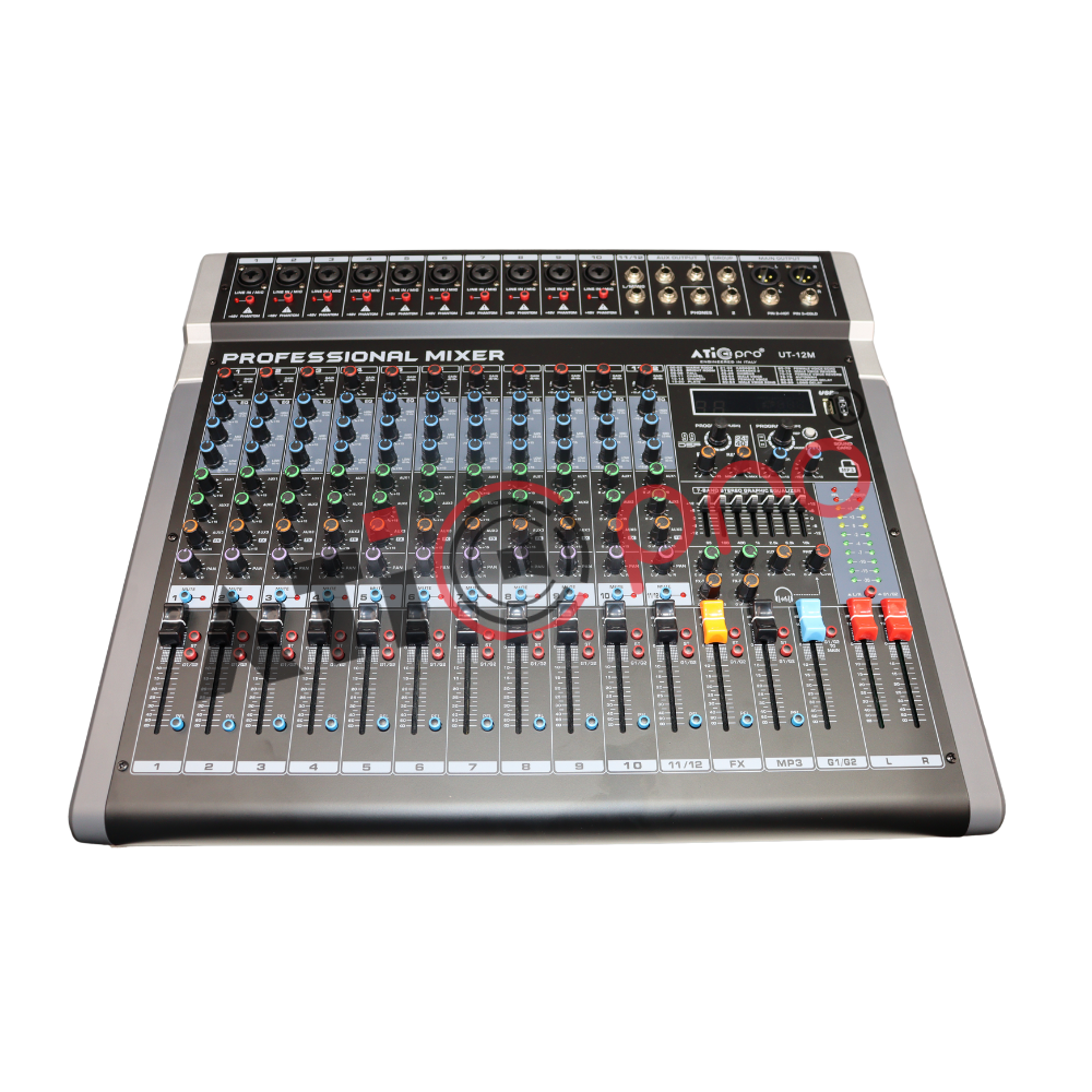 Live Audio Mixer 12 Channel Model UT 12 Mixer Atipro Audio